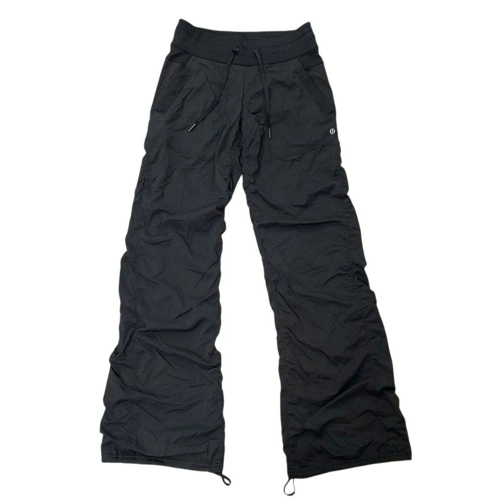 Lululemon Dance Studio Pants Womens 4 Black Cinch Hem Lightweight Travel